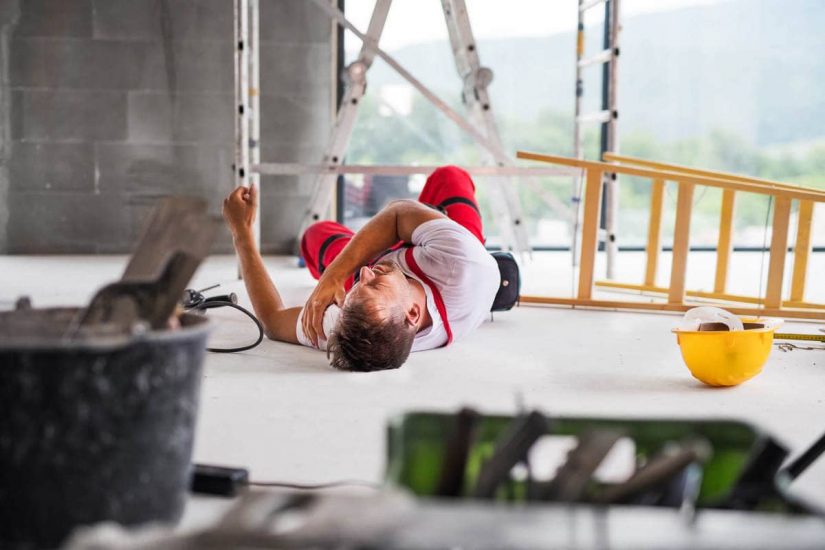 An injured construction worker Photo of an injured construction worker